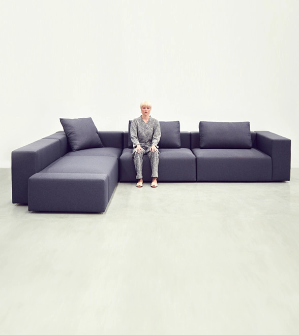 Sofa modular Aurora Azul Zeea de luxo alto padrao design moderno industrial e minimalista confortavel mobile