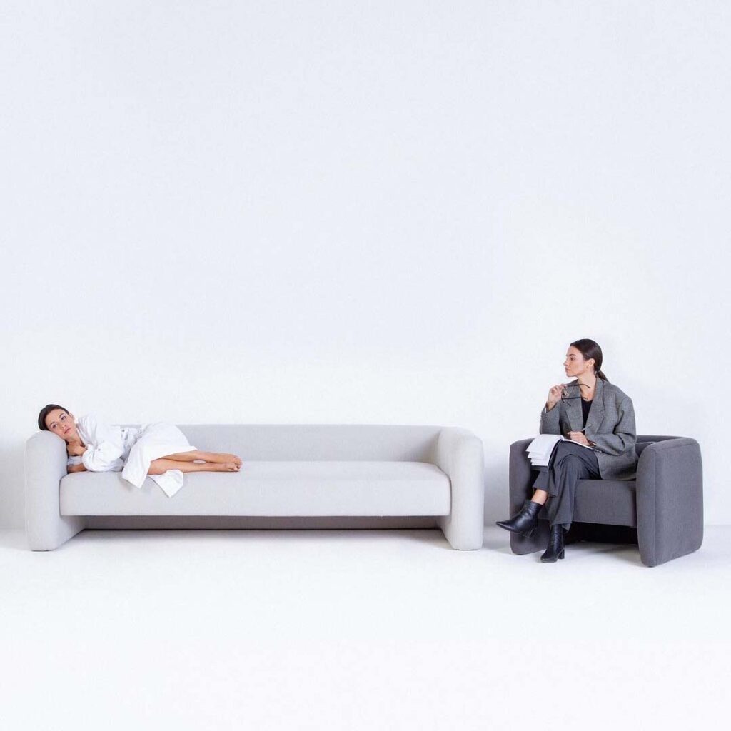 Sofa TEMPO Zeea 3 lugares de luxo alto padrao design moderno e minimalista confortavel sala